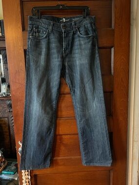 7 For All Mankind Men's Straight Jeans in Faded Indigo